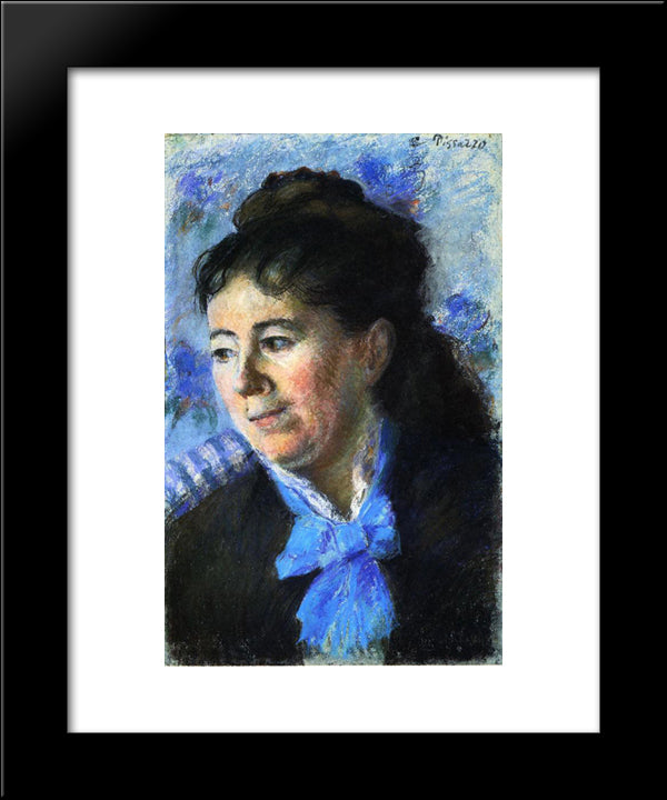 Portrait Of Madame Felicie Vellay Estruc 20x24 Black Modern Wood Framed Art Print Poster by Pissarro, Camille