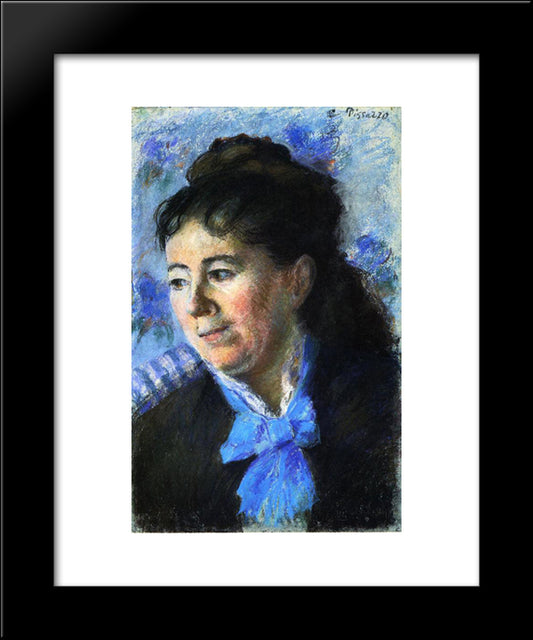 Portrait Of Madame Felicie Vellay Estruc 20x24 Black Modern Wood Framed Art Print Poster by Pissarro, Camille