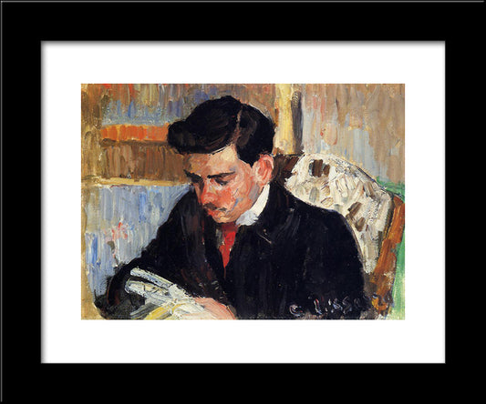 Portrait Of Rodo Pissarro Reading 20x24 Black Modern Wood Framed Art Print Poster by Pissarro, Camille