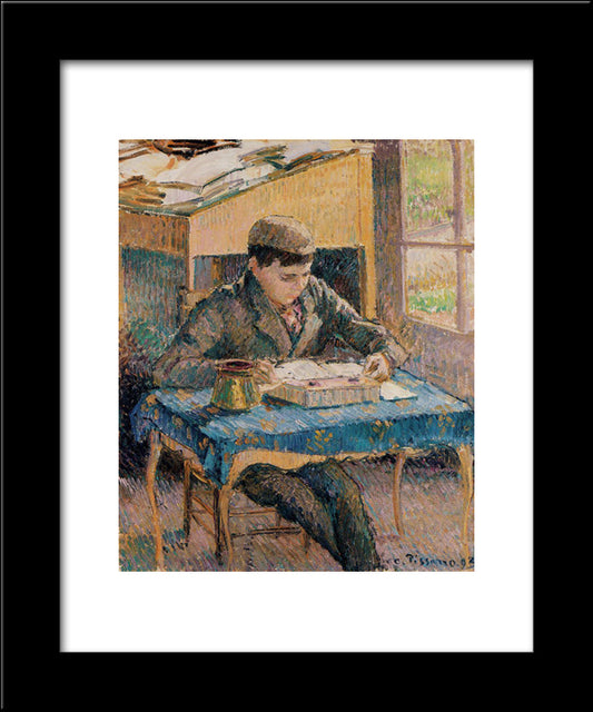 Portrait Of Rodo Reading 20x24 Black Modern Wood Framed Art Print Poster by Pissarro, Camille