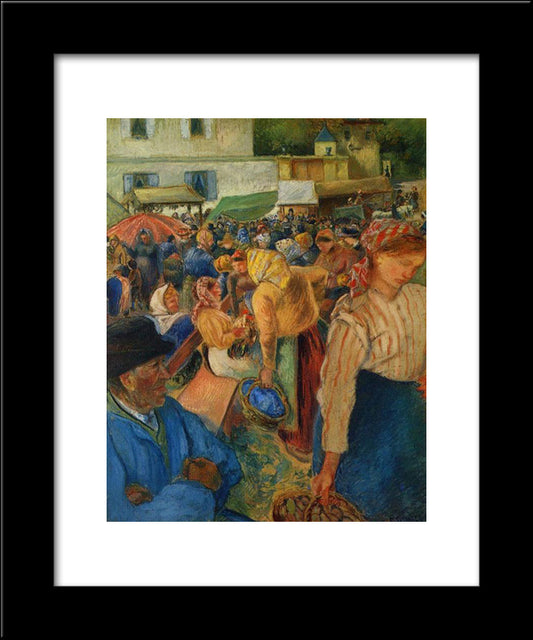 Poultry Market, Pontoise 20x24 Black Modern Wood Framed Art Print Poster by Pissarro, Camille