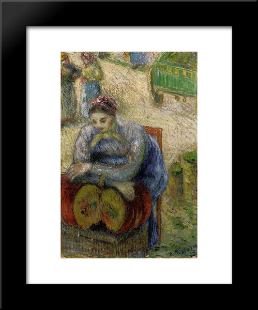 Pumpkin Merchant 20x24 Black Modern Wood Framed Art Print Poster by Pissarro, Camille