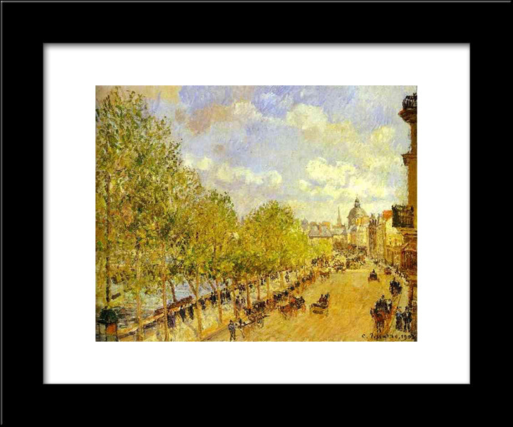 Quai Malaquais In The Afternoon, Sunshine 20x24 Black Modern Wood Framed Art Print Poster by Pissarro, Camille