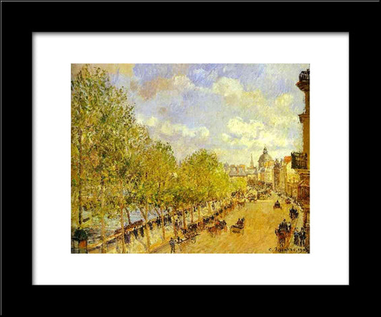 Quai Malaquais In The Afternoon, Sunshine 20x24 Black Modern Wood Framed Art Print Poster by Pissarro, Camille