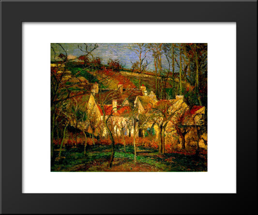 Red Roofs, Corner Of A Village, Winter 20x24 Black Modern Wood Framed Art Print Poster by Pissarro, Camille