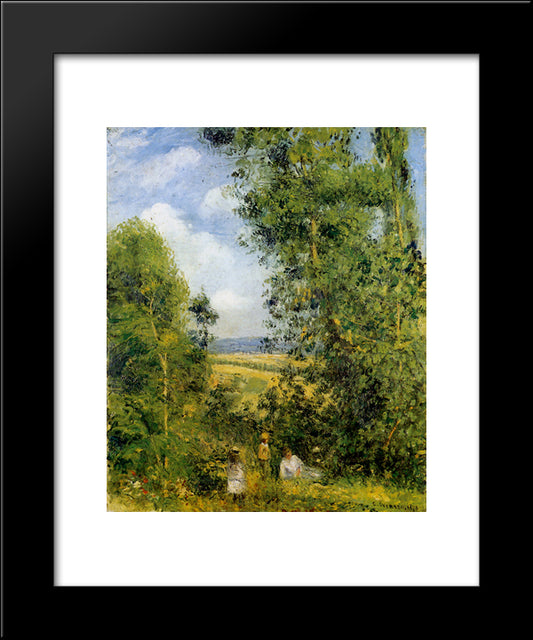 Resting In The Woods Pontoise 20x24 Black Modern Wood Framed Art Print Poster by Pissarro, Camille