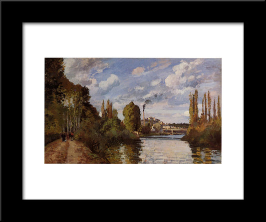Riverbanks In Pontoise 20x24 Black Modern Wood Framed Art Print Poster by Pissarro, Camille