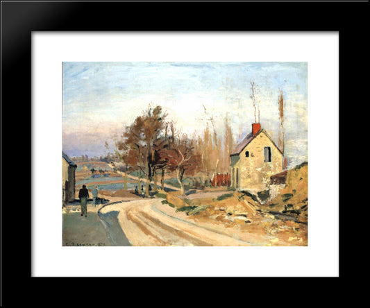 Road From Osny To Pontoise, Hoar Frost 20x24 Black Modern Wood Framed Art Print Poster by Pissarro, Camille