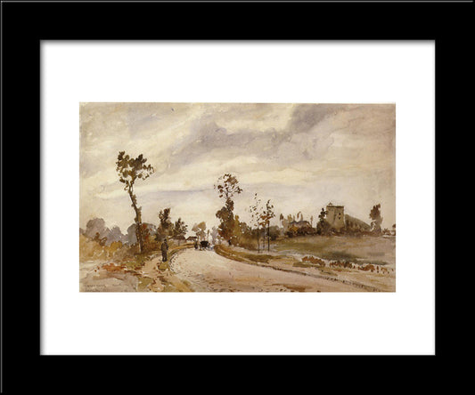 Road To Saint Germain, Louveciennes 20x24 Black Modern Wood Framed Art Print Poster by Pissarro, Camille