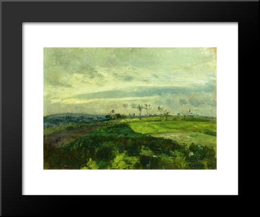 Rolling Landscape In Winter 20x24 Black Modern Wood Framed Art Print Poster by Pissarro, Camille