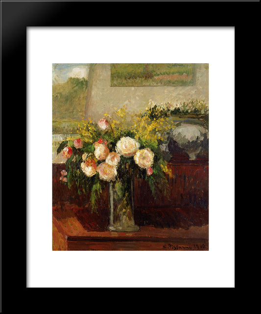 Roses Of Nice 20x24 Black Modern Wood Framed Art Print Poster by Pissarro, Camille