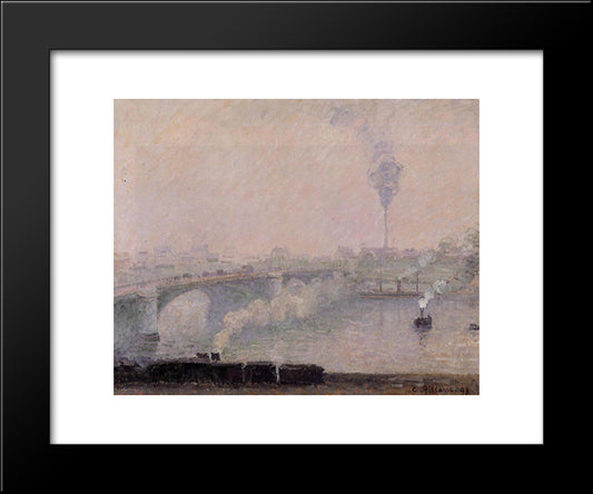 Rouen, Fog Effect 20x24 Black Modern Wood Framed Art Print Poster by Pissarro, Camille