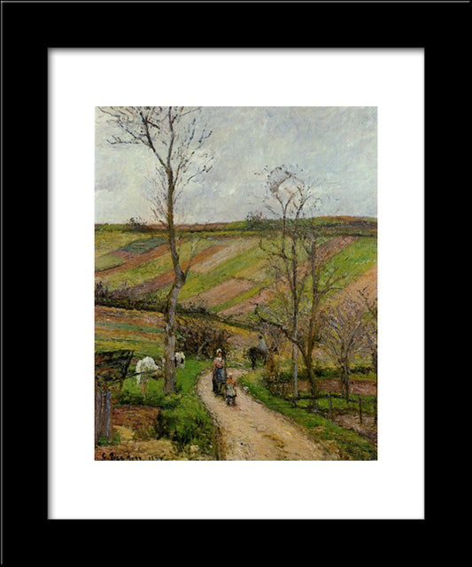 Route Du Fond In Hermitage, Pontoise 20x24 Black Modern Wood Framed Art Print Poster by Pissarro, Camille