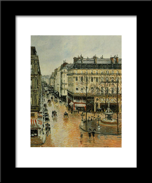 Rue Saint Honore, Afternoon, Rain Effect 20x24 Black Modern Wood Framed Art Print Poster by Pissarro, Camille