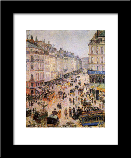 Rue Saint Lazare 20x24 Black Modern Wood Framed Art Print Poster by Pissarro, Camille