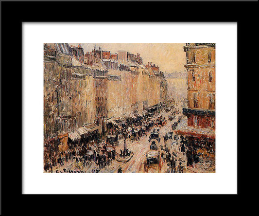 Rue Saint Lazare Under Snow 20x24 Black Modern Wood Framed Art Print Poster by Pissarro, Camille