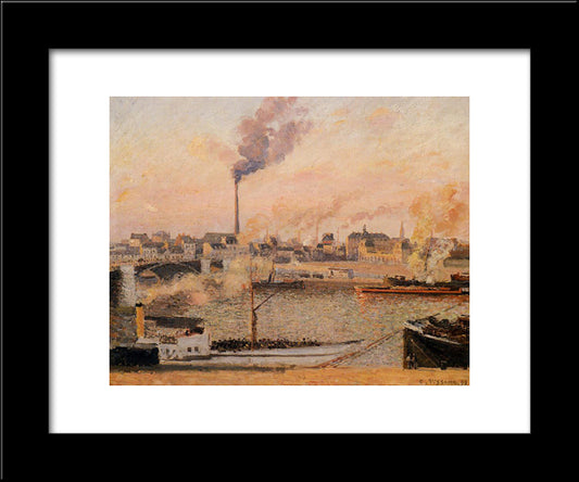Saint Sever, Rouen Morning, Five O'Clock 20x24 Black Modern Wood Framed Art Print Poster by Pissarro, Camille