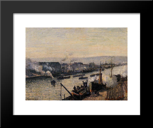 Saint-Sever Port, Rouen 20x24 Black Modern Wood Framed Art Print Poster by Pissarro, Camille