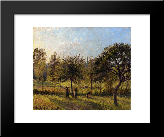 Setting Sun, Autumn In Eragny 20x24 Black Modern Wood Framed Art Print Poster by Pissarro, Camille
