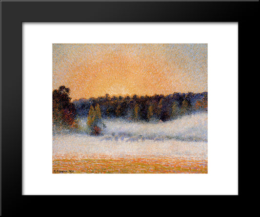 Setting Sun And Fog, Eragny 20x24 Black Modern Wood Framed Art Print Poster by Pissarro, Camille