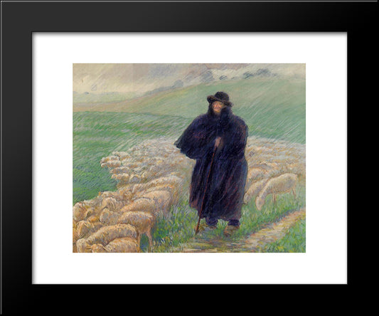 Shepherd In A Downpour 20x24 Black Modern Wood Framed Art Print Poster by Pissarro, Camille
