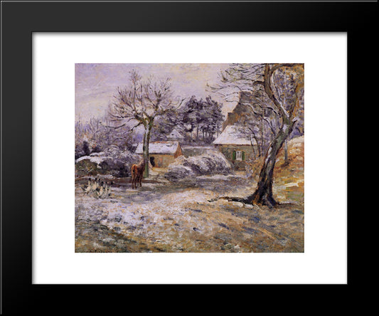 Snow At Montfoucault 20x24 Black Modern Wood Framed Art Print Poster by Pissarro, Camille
