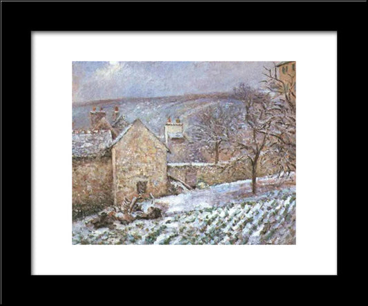 Snow At The Hermitage, Pontoise 20x24 Black Modern Wood Framed Art Print Poster by Pissarro, Camille