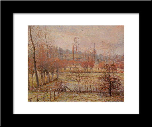 Snow Effect At Eragny 20x24 Black Modern Wood Framed Art Print Poster by Pissarro, Camille