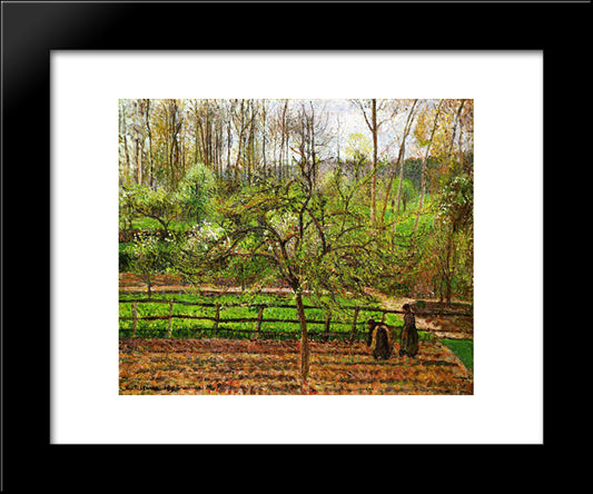 Spring, Gray Weather, Eragny 20x24 Black Modern Wood Framed Art Print Poster by Pissarro, Camille