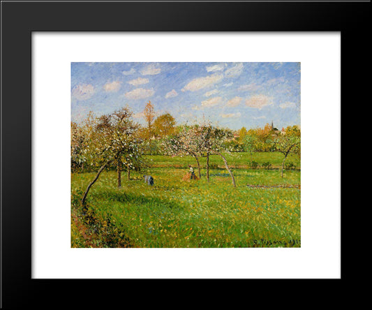 Spring Morning, Cloudy, Eragny 20x24 Black Modern Wood Framed Art Print Poster by Pissarro, Camille