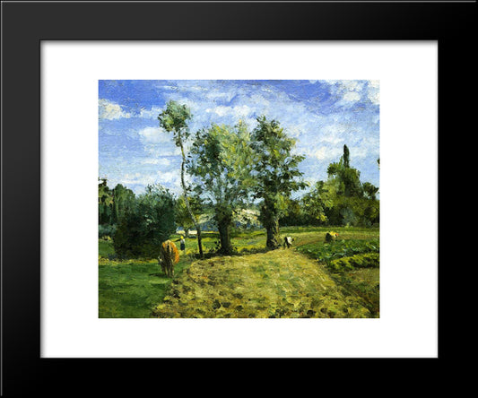 Spring Morning, Pontoise 20x24 Black Modern Wood Framed Art Print Poster by Pissarro, Camille