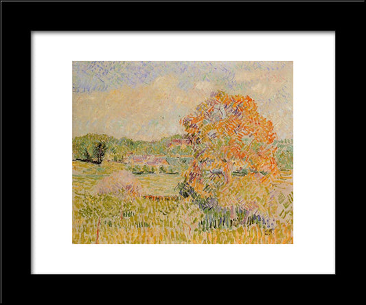 Springtime At Eragny (Study) 20x24 Black Modern Wood Framed Art Print Poster by Pissarro, Camille
