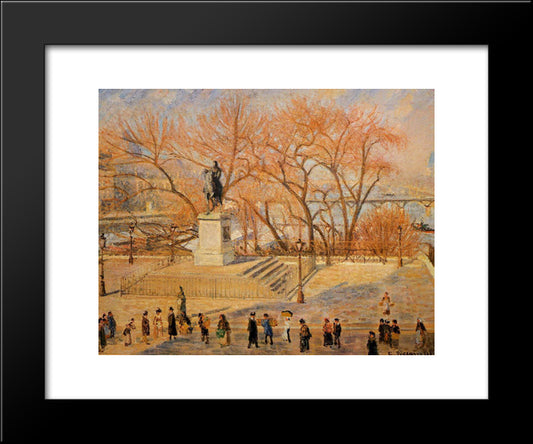 Square Du Vert Galant, Sunny Morning 20x24 Black Modern Wood Framed Art Print Poster by Pissarro, Camille