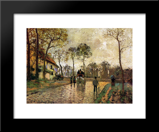 Stagecoach To Louveciennes 20x24 Black Modern Wood Framed Art Print Poster by Pissarro, Camille