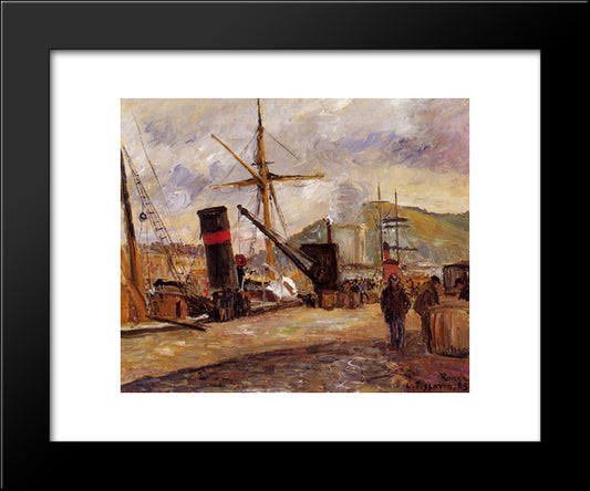 Steamboats 20x24 Black Modern Wood Framed Art Print Poster by Pissarro, Camille