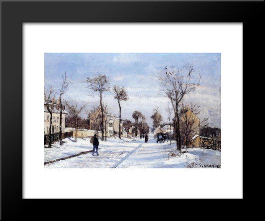Street In The Snow, Louveciennes 20x24 Black Modern Wood Framed Art Print Poster by Pissarro, Camille