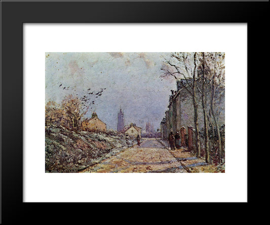 Street Snow Effect 20x24 Black Modern Wood Framed Art Print Poster by Pissarro, Camille