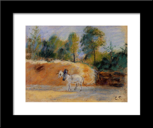 Study For 'La Batterie A Montfoucault' 20x24 Black Modern Wood Framed Art Print Poster by Pissarro, Camille