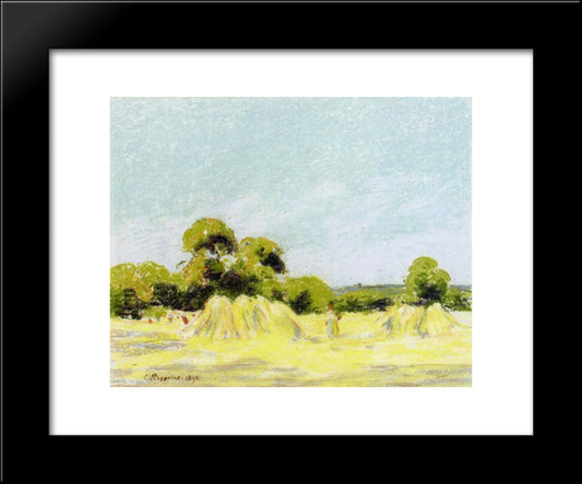 Study For The Harvest At Montfoucault 20x24 Black Modern Wood Framed Art Print Poster by Pissarro, Camille