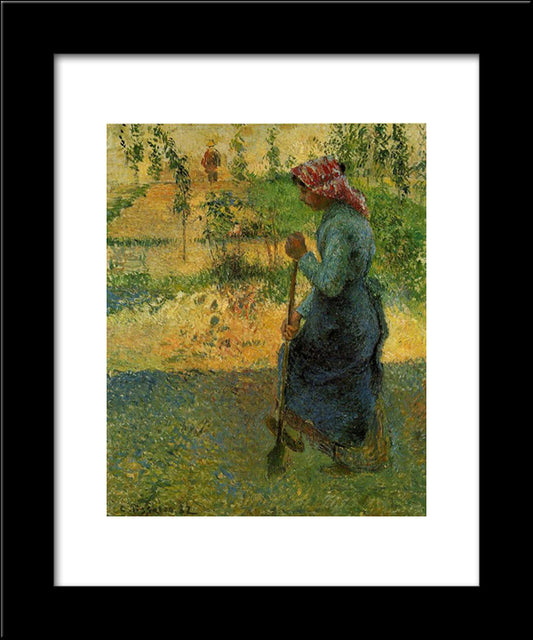 Study Of A Peasant In Open Air (Also Known As Peasant Digging) 20x24 Black Modern Wood Framed Art Print Poster by Pissarro, Camille