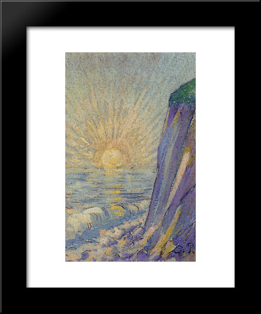 Sunrise On The Sea 20x24 Black Modern Wood Framed Art Print Poster by Pissarro, Camille