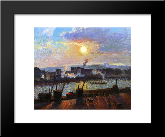 Sunset, Rouen 20x24 Black Modern Wood Framed Art Print Poster by Pissarro, Camille