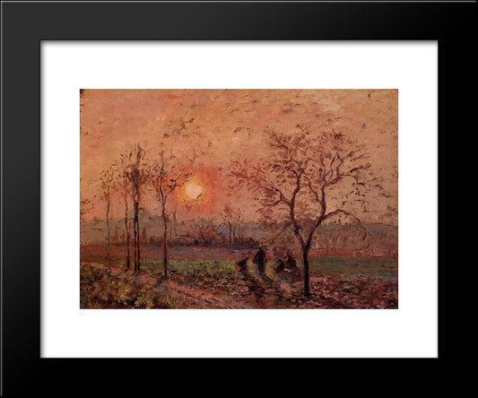 Sunset 20x24 Black Modern Wood Framed Art Print Poster by Pissarro, Camille
