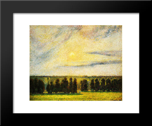 Sunset At Eragny 20x24 Black Modern Wood Framed Art Print Poster by Pissarro, Camille
