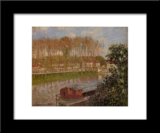 Sunset At Moret-Sur-Loing 20x24 Black Modern Wood Framed Art Print Poster by Pissarro, Camille