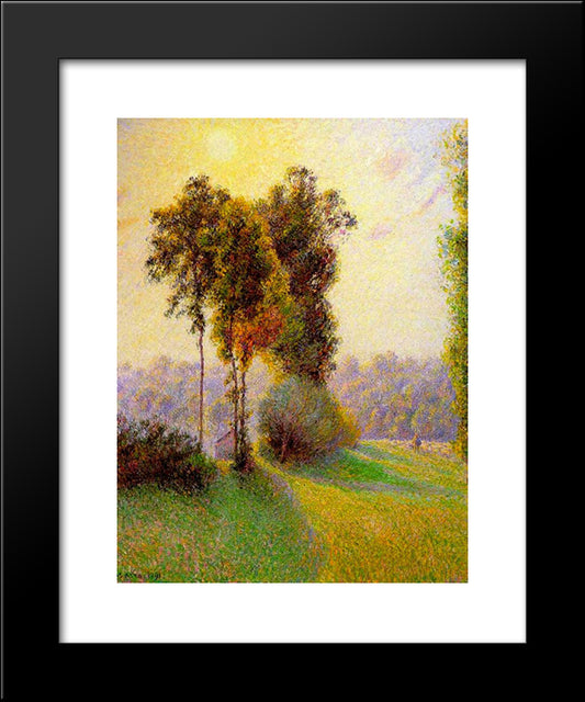 Sunset At Sent Charlez. Eragny 20x24 Black Modern Wood Framed Art Print Poster by Pissarro, Camille