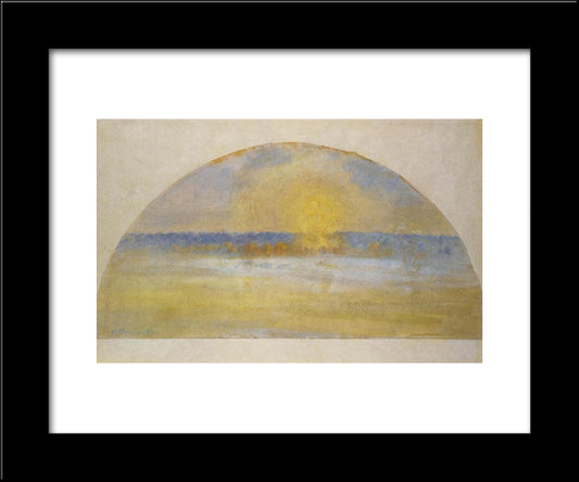 Sunset With Mist, Eragny 20x24 Black Modern Wood Framed Art Print Poster by Pissarro, Camille