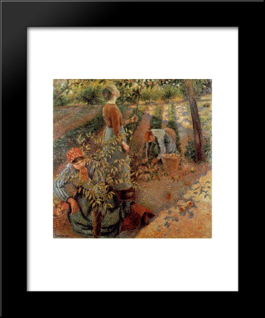 The Apple Pickers 20x24 Black Modern Wood Framed Art Print Poster by Pissarro, Camille