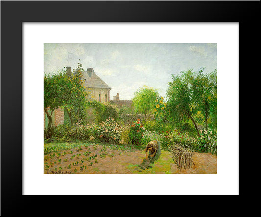The Artist'S Garden At Eragny 20x24 Black Modern Wood Framed Art Print Poster by Pissarro, Camille