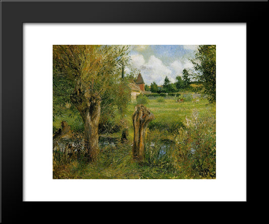 The Banks Of The Epte At Eragny 20x24 Black Modern Wood Framed Art Print Poster by Pissarro, Camille